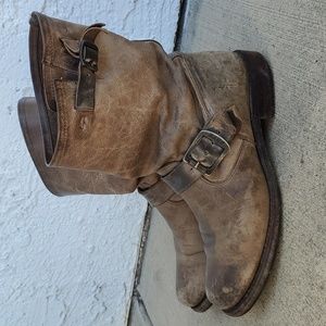 Frye Engineer slouch short boot 🤎 Brown Grey casual moto riding boots